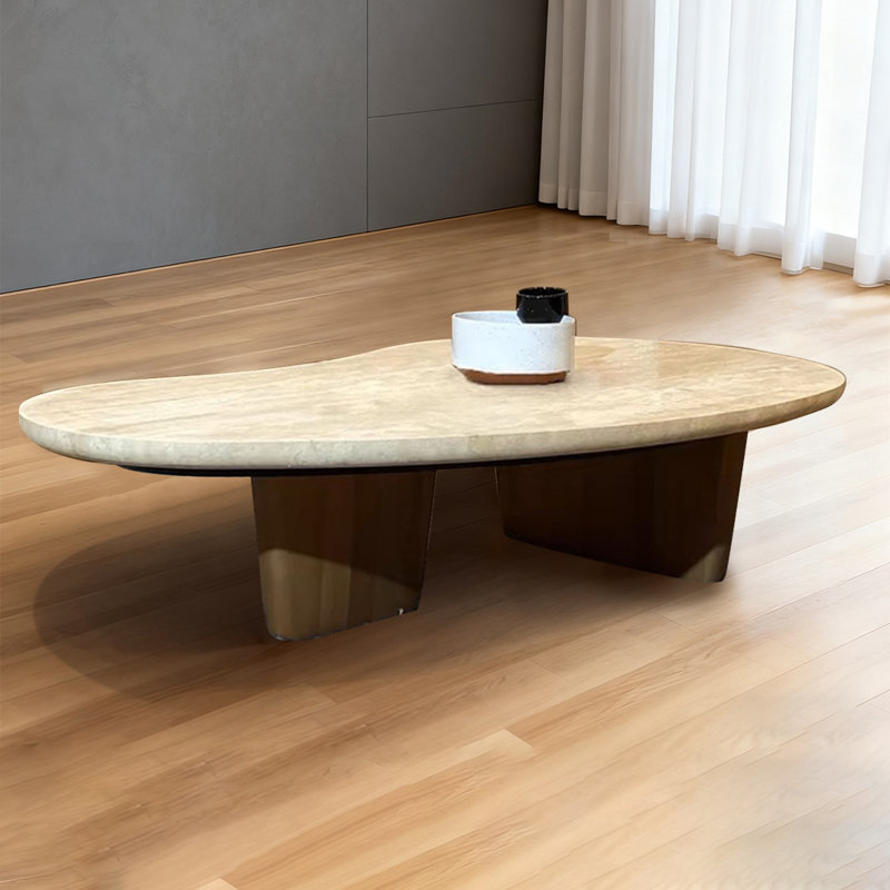 Table basse moderne en bois massif de forme naturelle et de forme irrégulière, H 13,39 po x L 46,85 po x l 31,1 po
