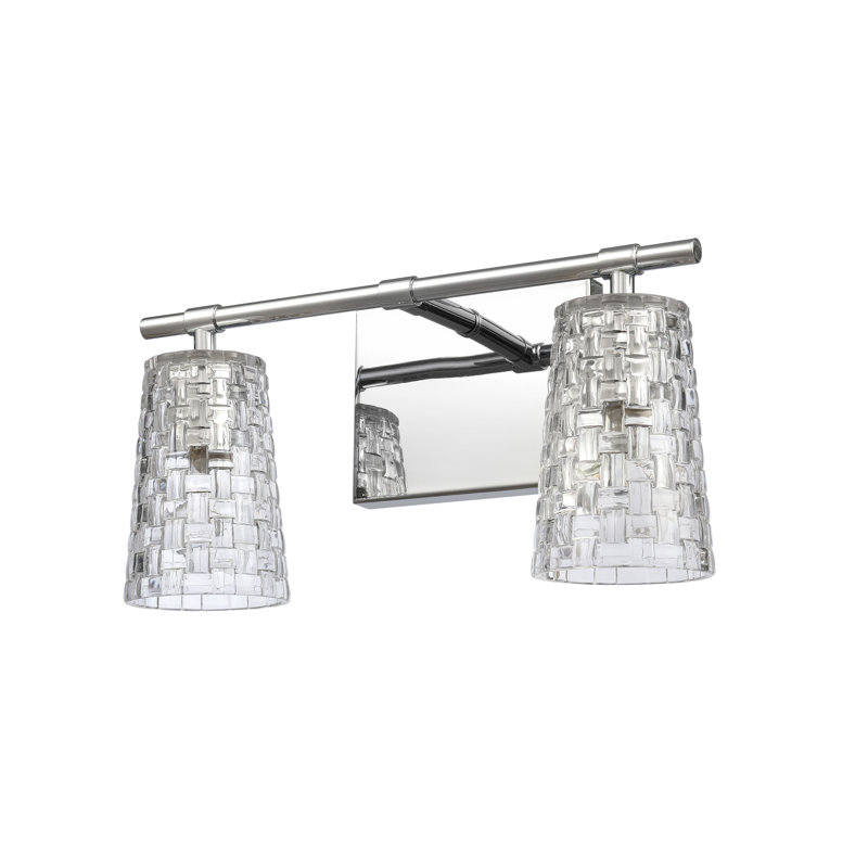 Éclairage pour meuble-lavabo à 2 lumières de 15 po de largeur Forville - nickel poli, H 8 po x l 15 po x P 6 po, Nickel