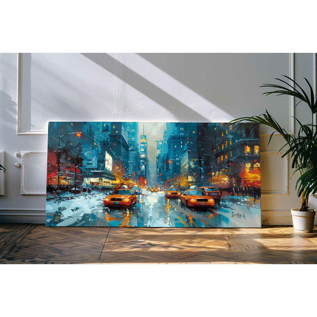 Bilder auf Leinwand 120x60cm Gelbe Taxis Großstadt Stadt New York Kunstvoll