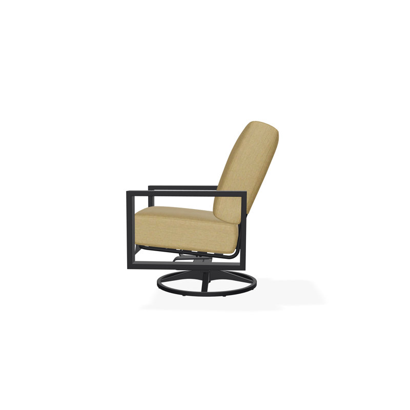 Chaise berçante pivotante Larssen, Noir, noir, noir, noir, Toile Sunbrella® beige chiné