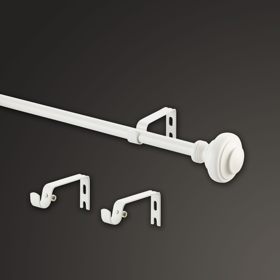 Mode Simplicity Collection 5/8 in Diameter Curtain Rod Set with Doorknob Finials and Steel Wall Mounted Adjustable Rod, Fits 32 in to 90 in Windows MODE