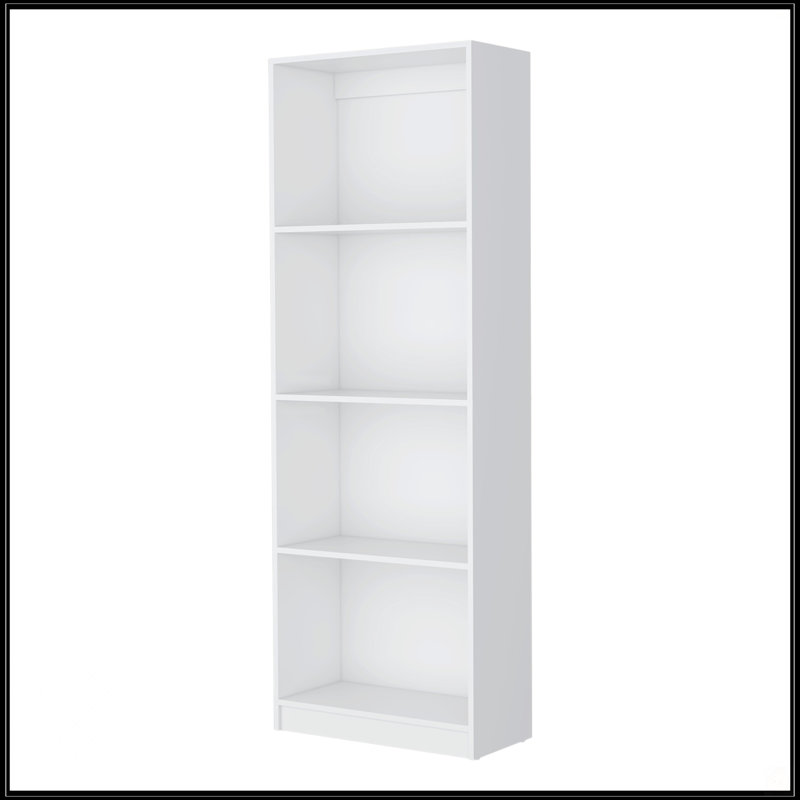 Tier Storage Shelves Bookcase, (4 Shelves) 71.1"H x 24.7"W x 11.7"D, White