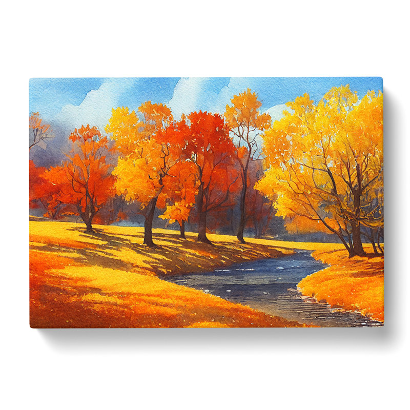 Autumn Forest In Watercolour Vol.4 - Wrapped Canvas Painting, 35cm H x 50cm W x 3cm D
