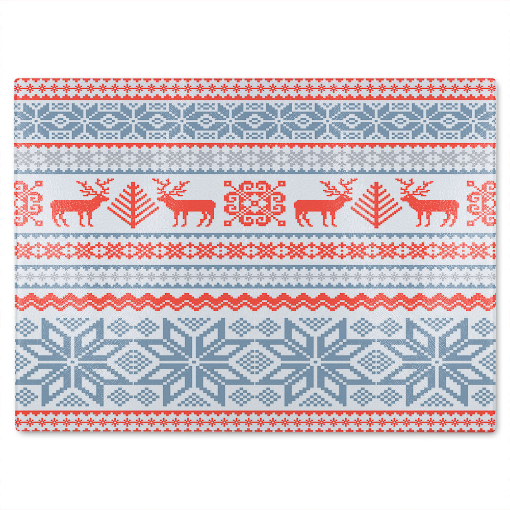 Christmas Background With Deer Dining Glass Chopping Board