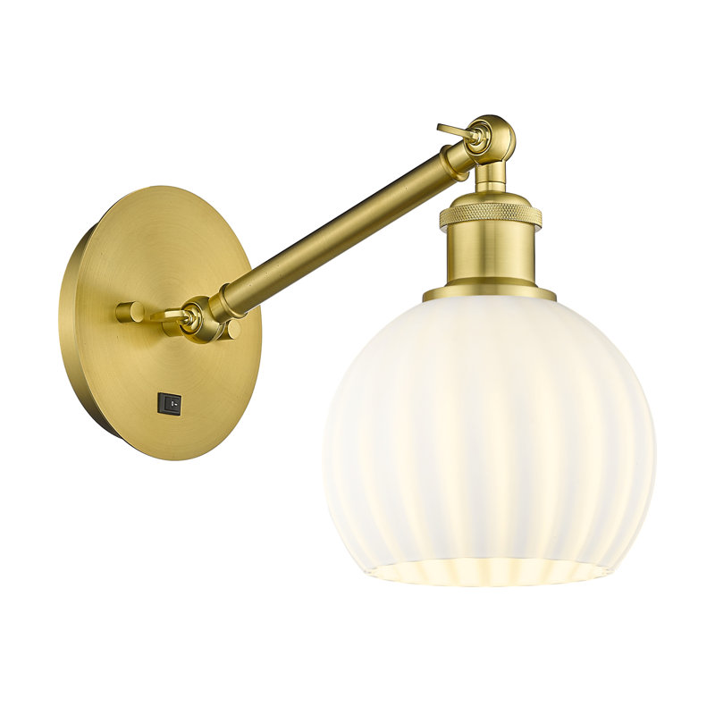 Bernadete Steel Armed Sconce, 8" H x 6" W x 12" D, Satin Gold