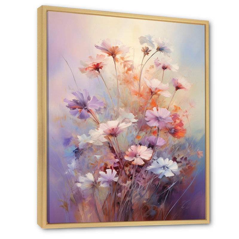 Impression romantique sur toile, "Wildflowers Bouquet Romantic", H 20 po x l 12 po x P 1 po, Cadre naturel flottant