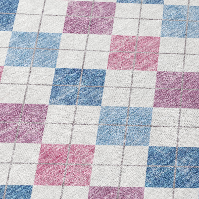 Machine Washable Indoor/Outdoor Jusino ACN2238 Geometric Rug, Rectangle 1 pi 8 po x 2 pi 6 po