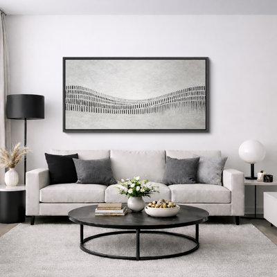 Motif de vague minimaliste noir et blanc, images de salon moderne, impression sur toile encadrée, impression numérique