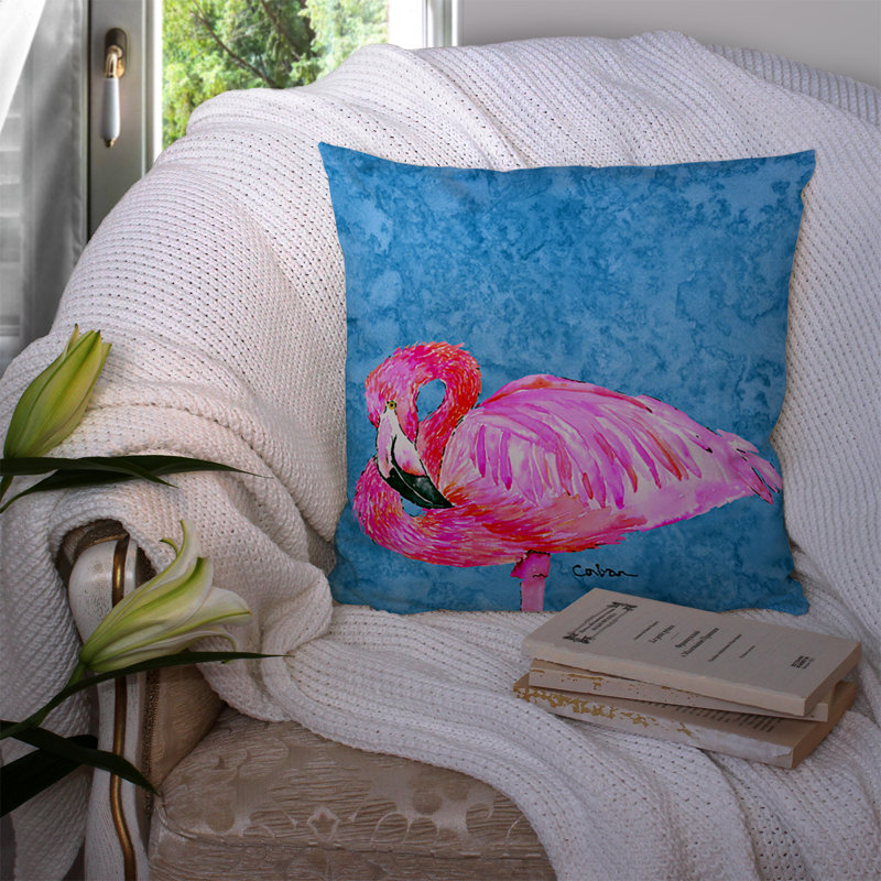 Bleu flamant rose ; coussin décoratif intérieur/extérieur rose