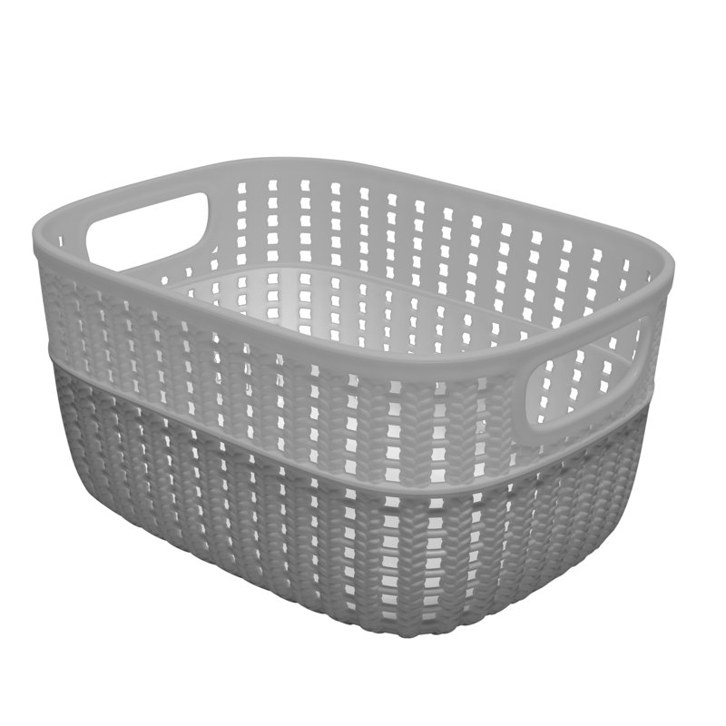 Simplify Polypropylene Decorative Basket, Gray, 7" H x 9.4" W x 4.8" D, 1