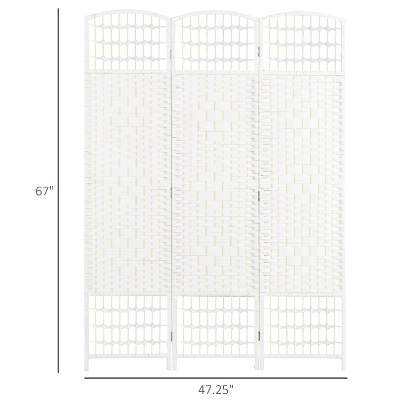 Paravent 3 panneaux pliable, écran d'intimité, cloison autoportante, blanc