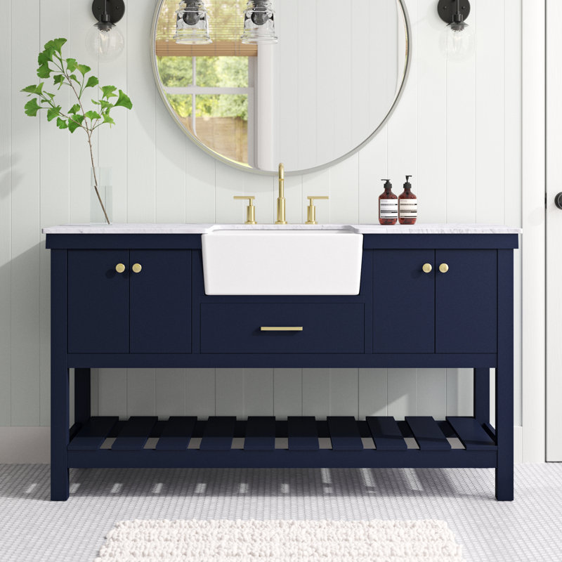 Meuble-lavabo simple 60 po Pelaghia, Bleu