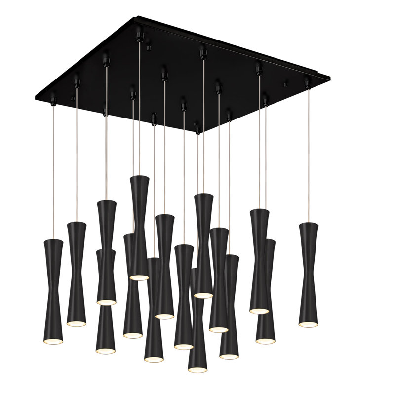 Robson LED Pendant, Black, 16 Lights, 220 W