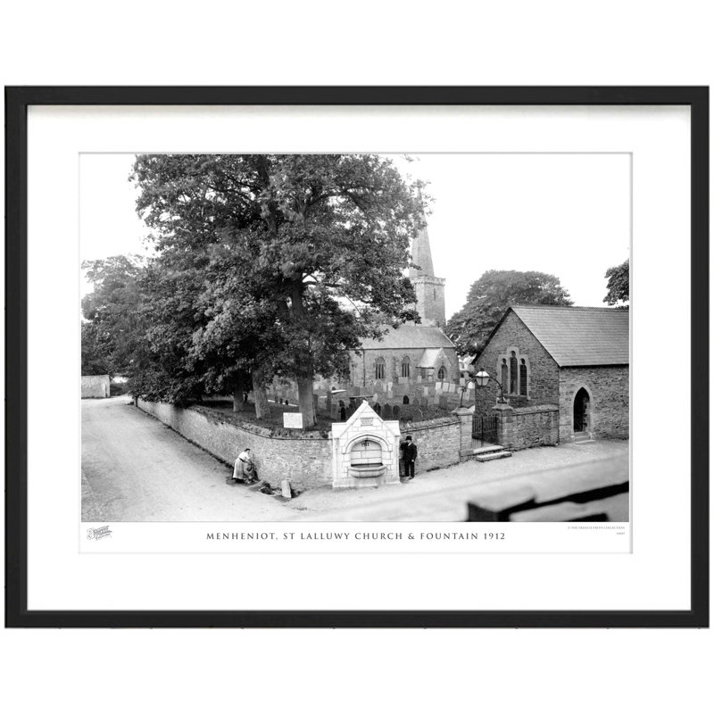 Menheniot, St Lalluwy Church & Fountain 1912 - Single Picture Frame Print, 45cm H x 60cm W x 2.3cm D