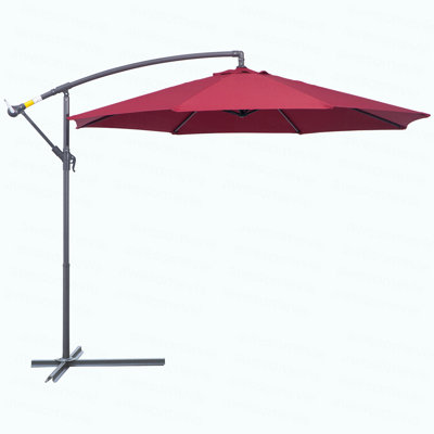 Parasol de patio décalé avec base de parasol en porte-à-faux