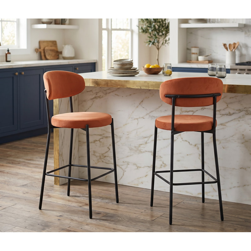 Upholstered Bar Stool, Orange