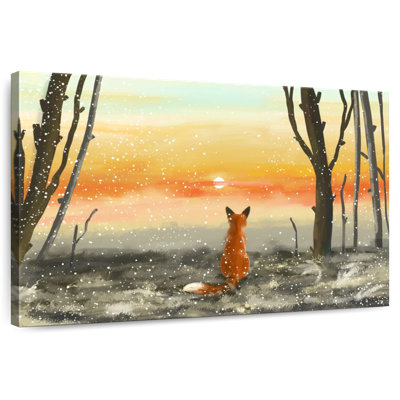 Brampt Fox Watching Winter Sunset