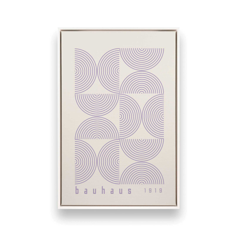 Affiche de composition Bauhaus, Cadre flottant blanc opaque, Beige / Mauve, H 36,75 po x l 24,75 po