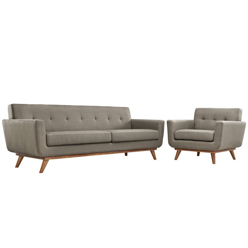 Ensemble de fauteuil et canapé capitonnés 2 pièces Modway Engage, Granit