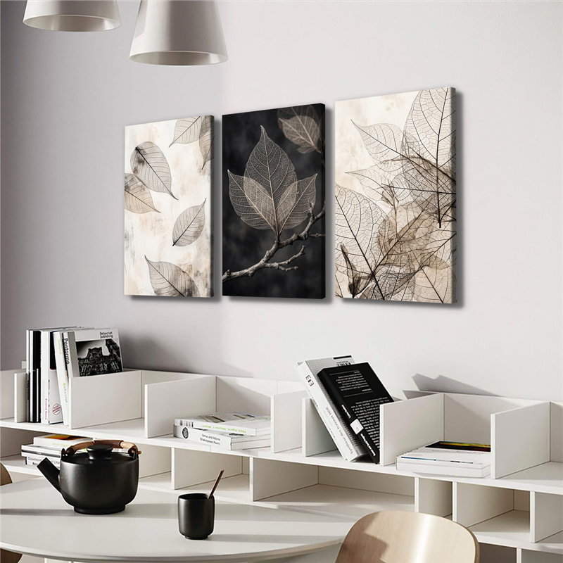 Ensemble de 3 impressions rétro sur toile botanique squelette transparent, 20 * 30 pouces * 3