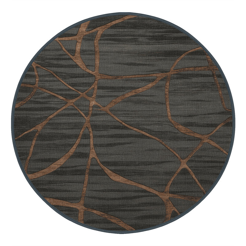 Tapis noir lavable à la machine, Rond 4 pi