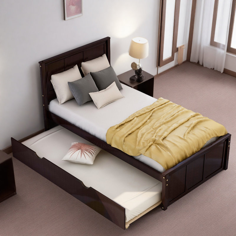 Lit plateforme simple avec lit gigogne simple, Espresso 