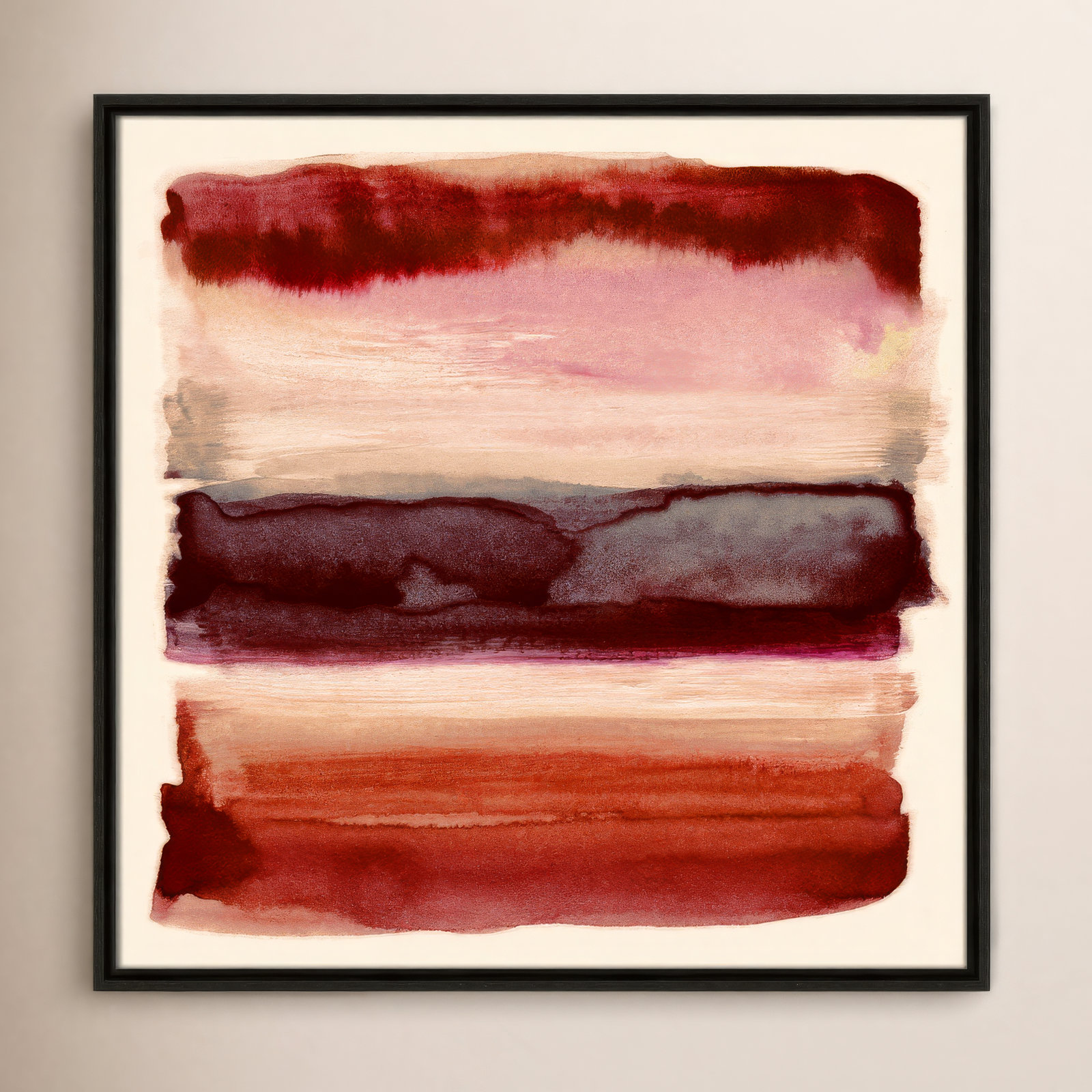 Sky Collection "Burgundy Sky II" Print by Nan, Espresso, 25.5" H x 25.5" W