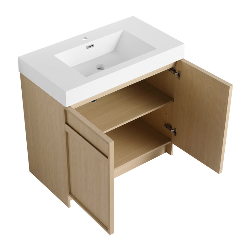 Meuble-lavabo autoportant avec lavabo en résine