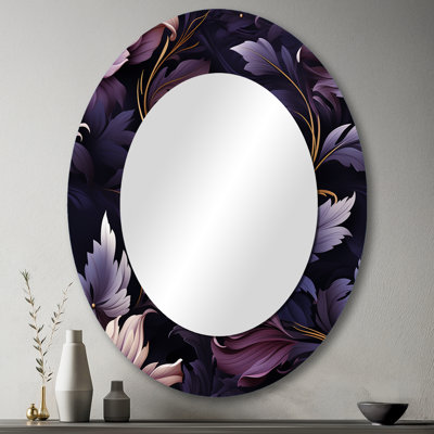 Shadowed Elegance Moody Patterns - miroir décoratif floral, miroir mural de maison de campagne, impression d'art en métal