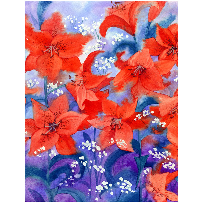 Drapeau de jardin à 2 côtés lillies, H 15 po x l 11 po