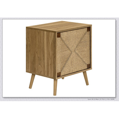 Table d'appoint moderne en noyer clair avec porte en ruppie maritime pour un rangement et un décor de salon