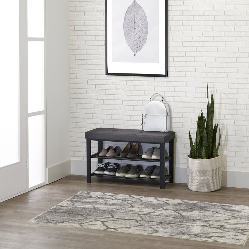 10 Pair Shoe Storage Bench, Black