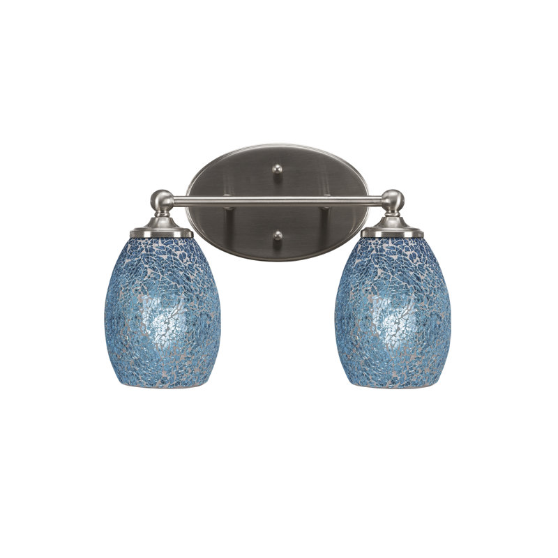 Sais Light Bath Bar Shown With Turquoise Fusion Glass, Brushed Nickel, 2