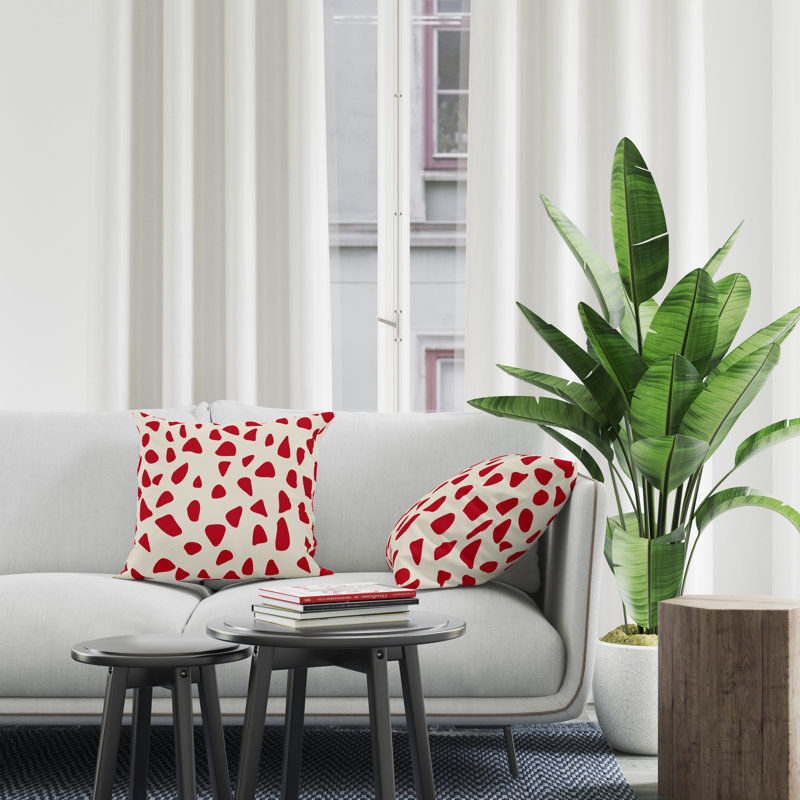 Jeté carré en polyester intérieur / extérieur, L 17 po x H 17 po, Rouge