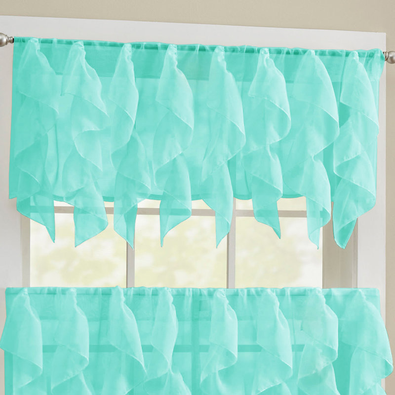 Alonza Ruffled Window Valance, Sea