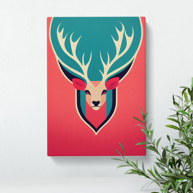 Modern Stag Art No.1 - Wrapped Canvas Print, 60cm H x 40cm W x 3cm D