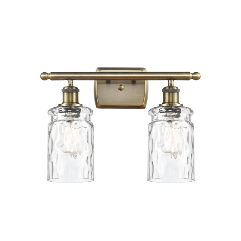Éclairage pour meuble-lavabo à intensité réglable en laiton antique 2 lumières Wingo, Incandescent, Verre limpide, 2 lumières