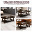 Table basse moderne en placage de noyer avec tablette inférieure, pieds en bois d'hévéa massif, grande console de 47 po pour le salon