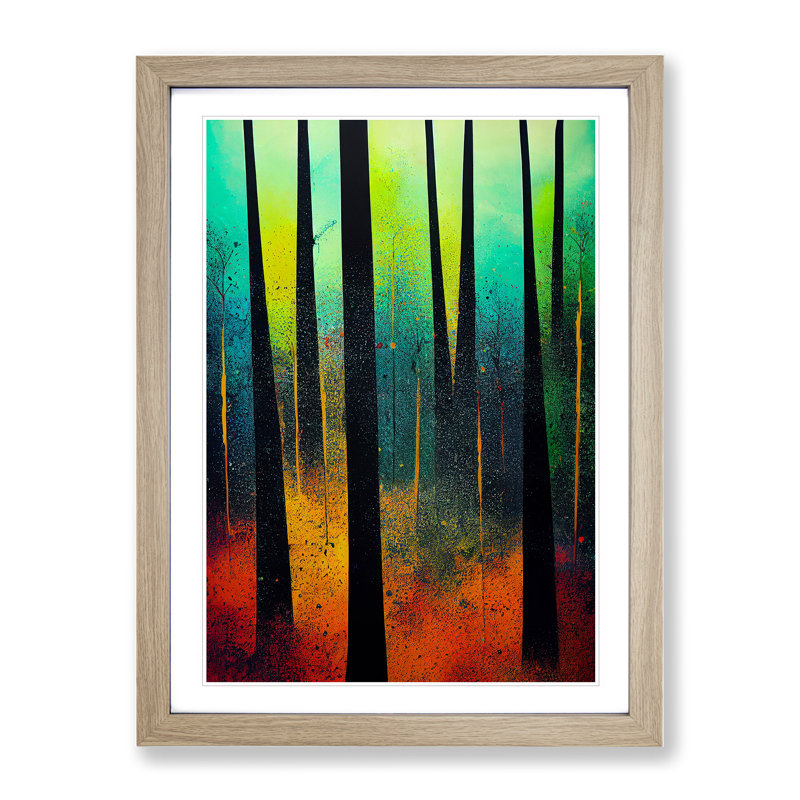 Forest In Colour No.5 Abstract - Single Picture Frame Painting, 34cm H x 25cm W x 2cm D, Oak
