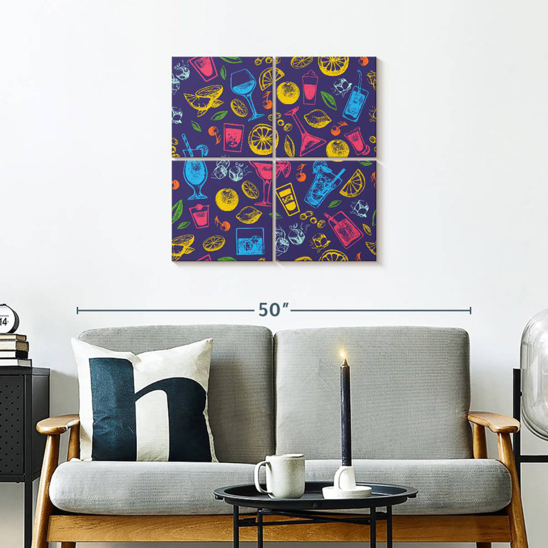 Illustration de cocktails, H 26 po x l 26 po