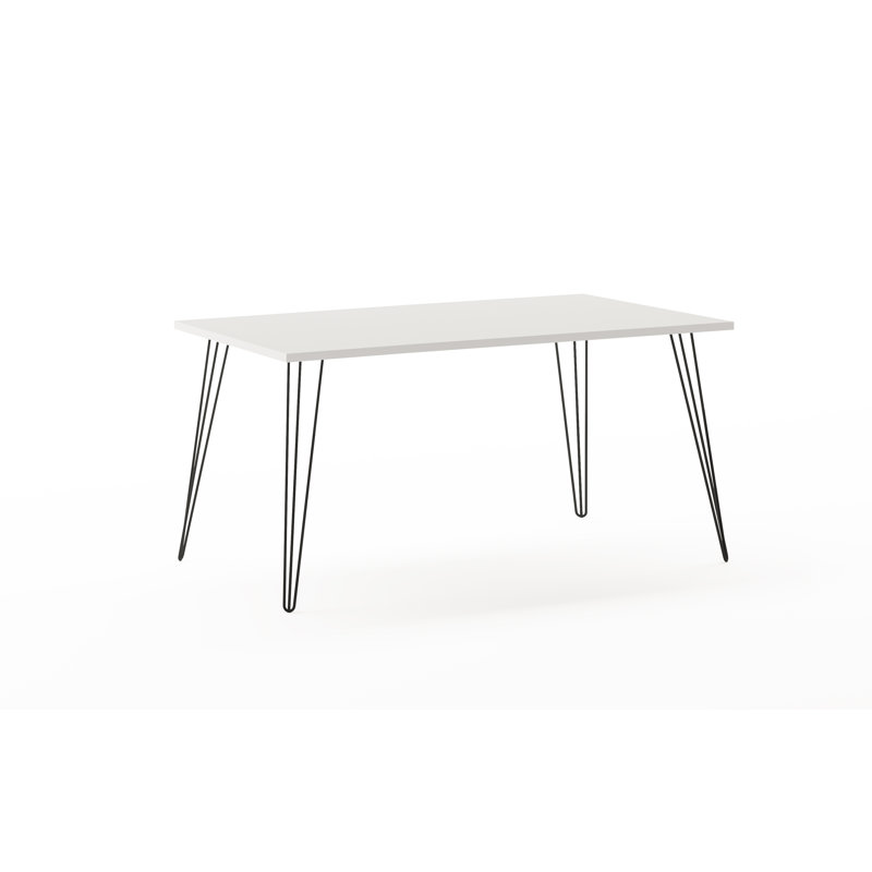 Domaingue Metal Base Writing Desk, 74cm H x 160cm W x 80cm D, White