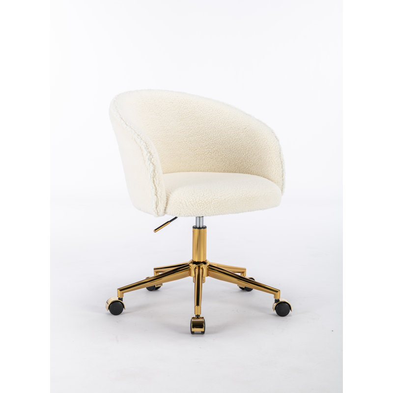 Leomie Wool Upholstered Swivel Office Chair, White