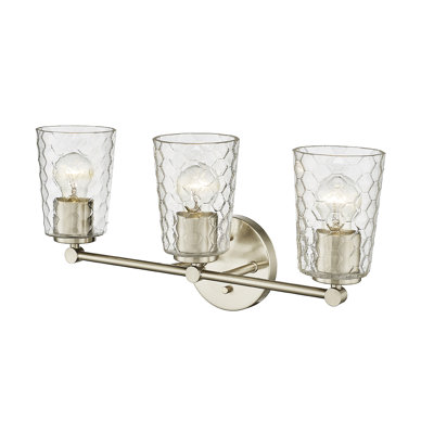 3 - Light Dimmable Bathroom Vanity Light with Clear Honeycomb Glass