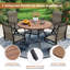 Table de salle à manger ronde en métal 40,6 "avec trou pour parasol-1002100505