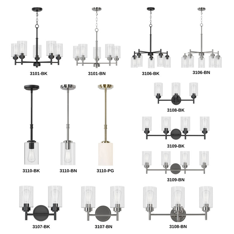 Luminaire suspendu 1 lumière 5 po Wexton, Noir mat, Bulle transparente