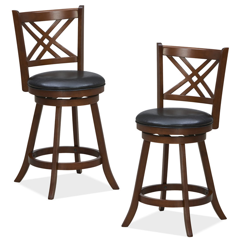 Ensemble de 4 tabourets pivotants à 360 ° Winston Porter, ensemble de 4 chaises de bar avec dossier et repose-pieds