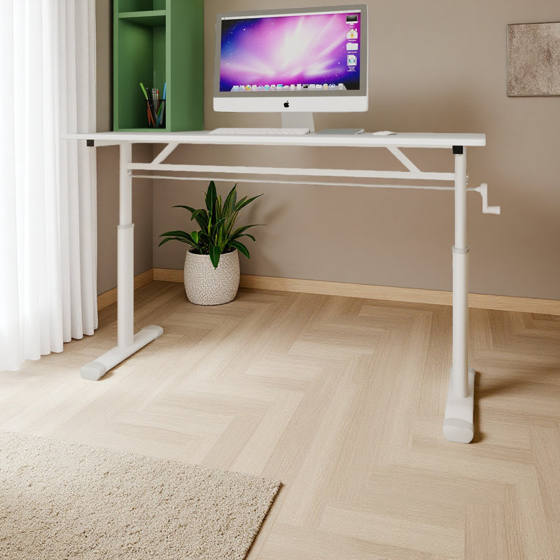 Adjustable Study Desk For Kids & Adults – Height-Adjustable, Multi-Purpose Home/Office Desk, Compact Design, White