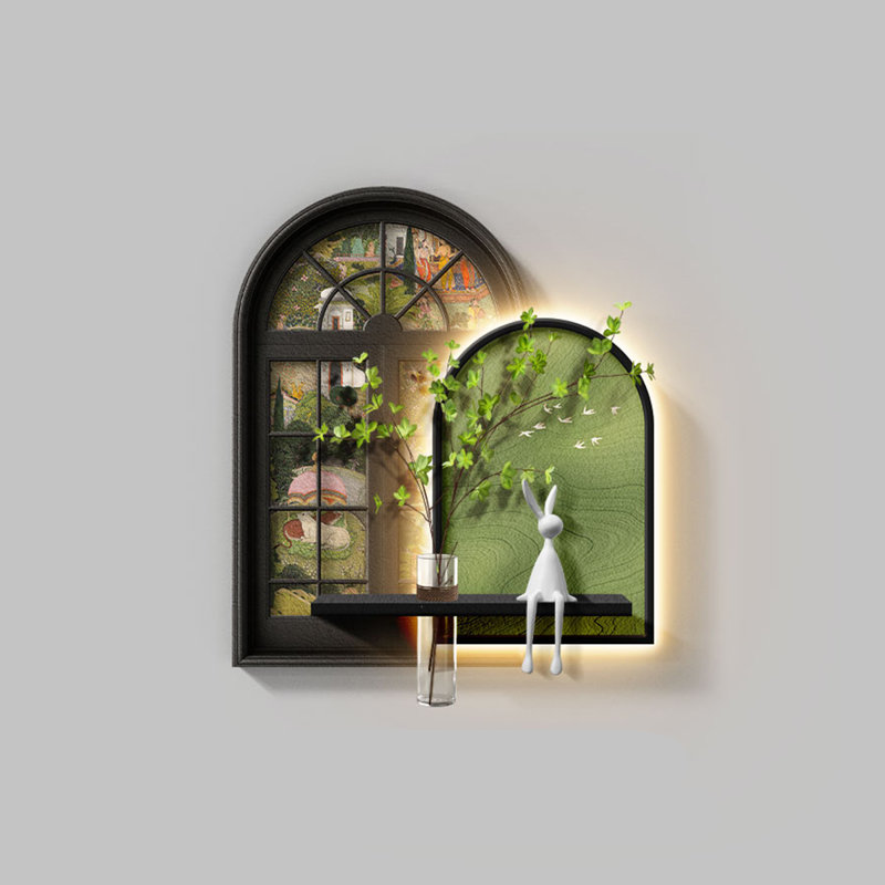 Art mural noir et vert en forme de grès, H 27,56 po x l 25,59 po