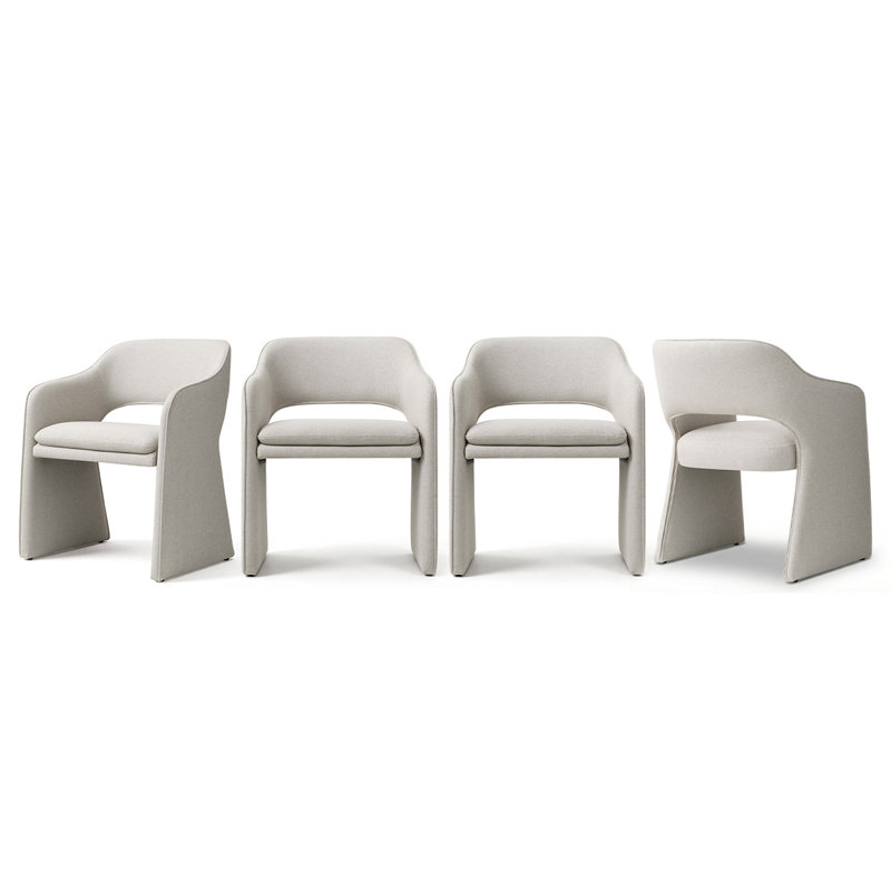 19" Seat Height Upholstered Waterproof Dining Armchair, Beige