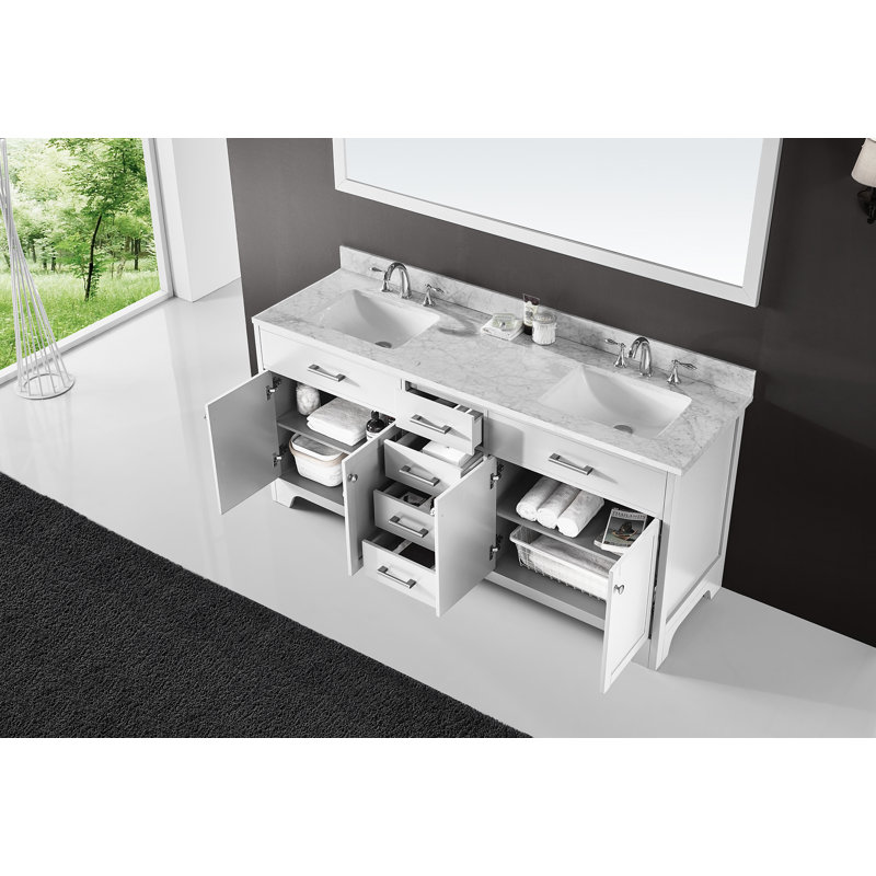 Base de meuble-lavabo double 72 po Cassel seulement, blanc